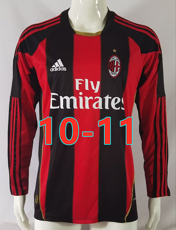 AC Milan Retro 10-11 Home Long Sleeve Jersey S-2XL AC