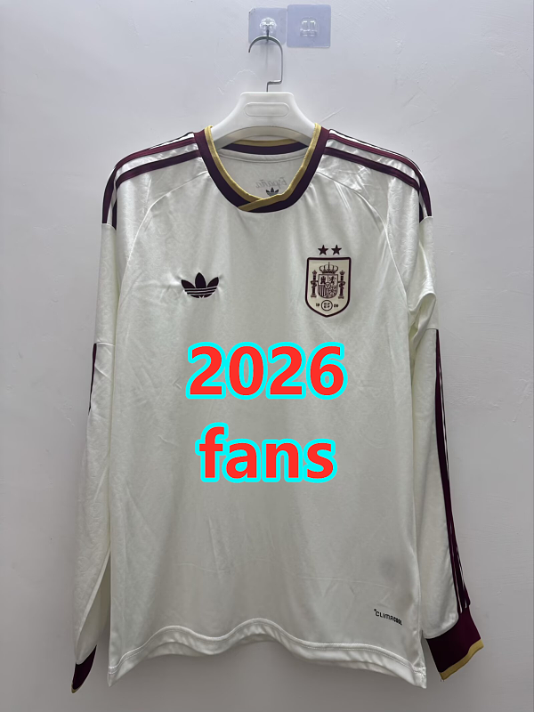 Spain Away Fans Long With 2 Stars Jersey S-4XL 2