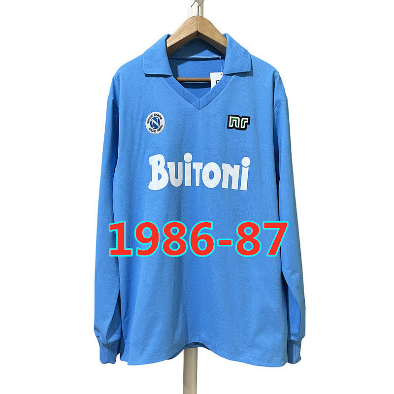 Napoli Retro TopThai Quality Long Sleeve Home Jersey S-2XL