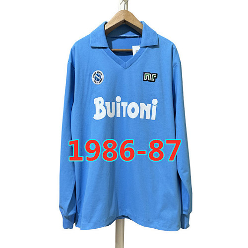Napoli Retro TopThai Quality Long Sleeve Home Jersey S-2XL