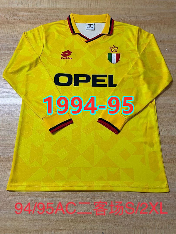 94-95 AC Milan Third Retro Long Sleeve Jersey S-2XL AC