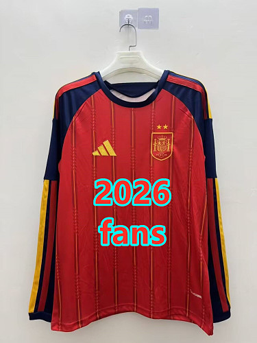 Spain Home Fans Long With 2 Stars Jersey S-4XL 2