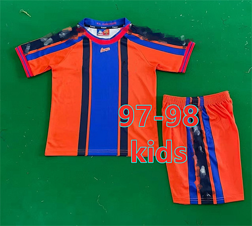 97-98 Barcelona Away Retro Kids Jersey+shorts Kit 16 -28