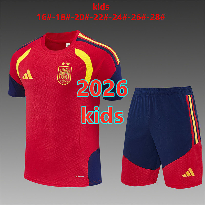 Spain Kids Short Sleeve Tracksuit Kit 16 -28