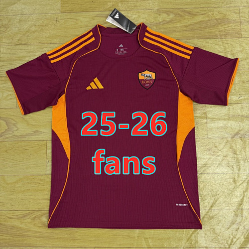 25-26 Roma Home Fans Version Without Sponsor S-4XL