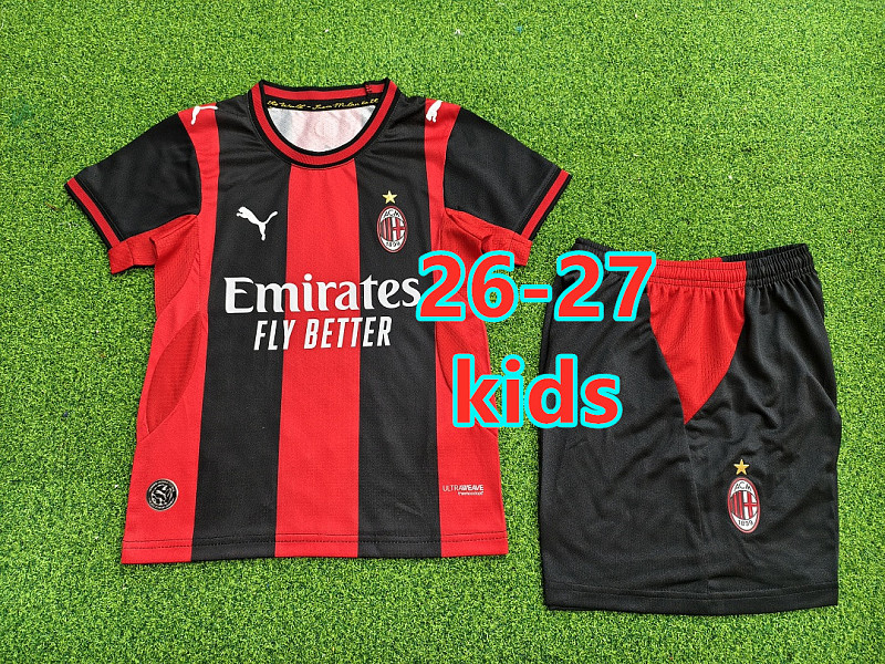 26-27 AC Milan Home Kids Player Jersey+shorts Kit 16 -28 AC