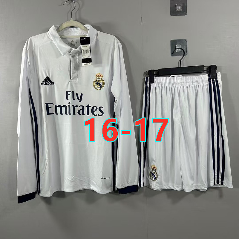 16-17 Real Madrid Home Retro TopThai Long+shorts Kit S-2XL