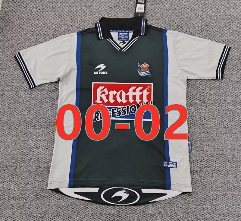 00-02 Real Sociedad Away Retro Fans Version Jersey S-2XL