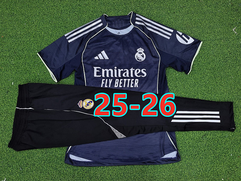 25-26 Real Madrid Away Player Short Sleeve+pants Kit S-2XL