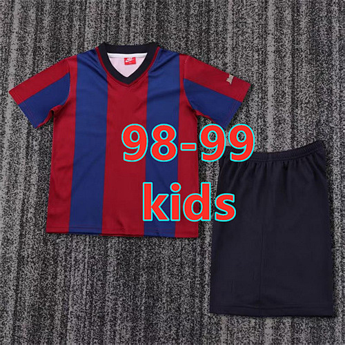 98-99 Barcelona Home Retro Kids Jersey+shorts Kit 16 -28