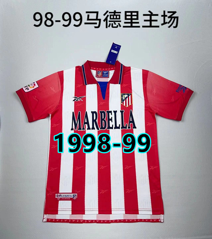 98-99 Atletico Madrid Home Retro Jersey S-2XL