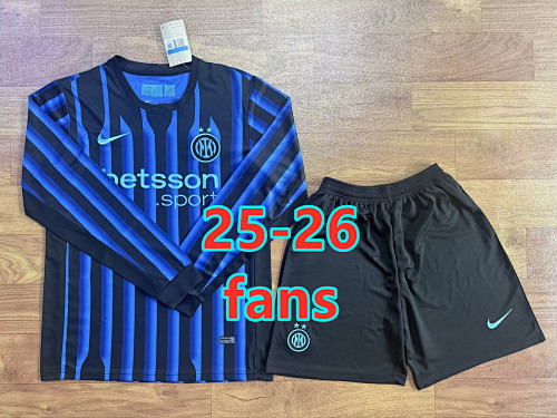 Fifa 25-26 Inter Milan Home Fans Long Jersey+shorts Kit S-2XL