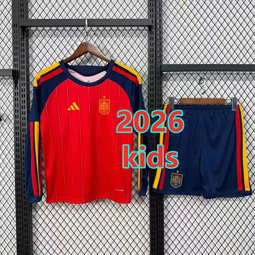 Spain Home Kids Long Jersey+shorts Kit 16 -28