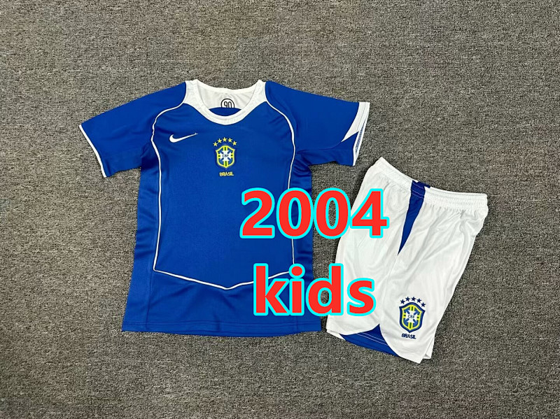 Brazil Kids Away Retro Jersey+shorts 16 -28