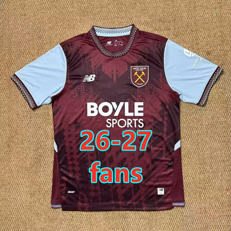26-27 West Ham United Home Fans Version Jersey S-4XL