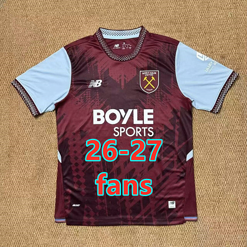 26-27 West Ham United Home Fans Version Jersey S-4XL