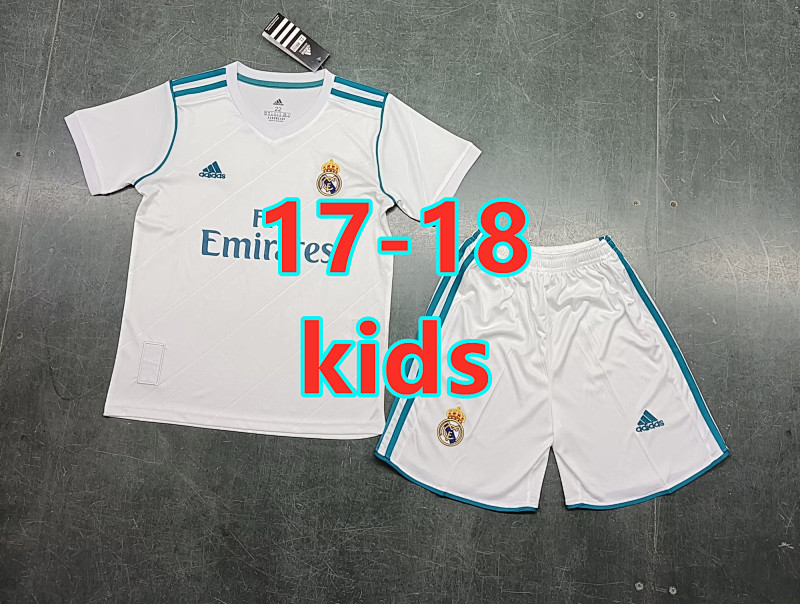 17-18 Real Madrid Home Retro Kids Jersey+shorts Kit 16 -28