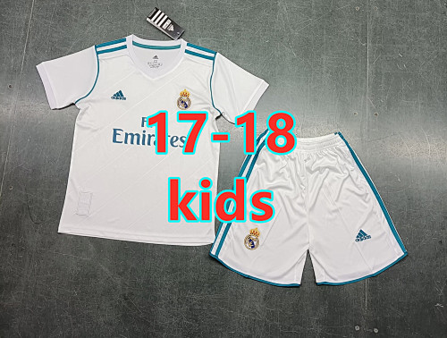 17-18 Real Madrid Home Retro Kids Jersey+shorts Kit 16 -28