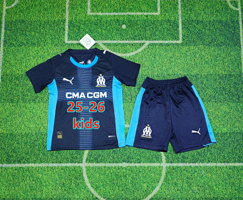 25-26 Marseille Away Kids Jersey+shorts Kit 16 -28