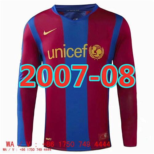 Barcelona Retro TopThai Quality Home Long Sleeve Jersey S-2XL