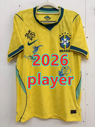 Brazil Home Player Embroidery Patterns Jersey S-4XL
