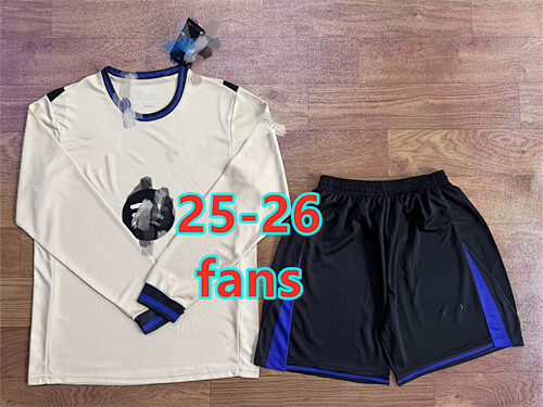 25-26 Barce1ona Away Fans Long Jersey+shorts Kit S-2XL