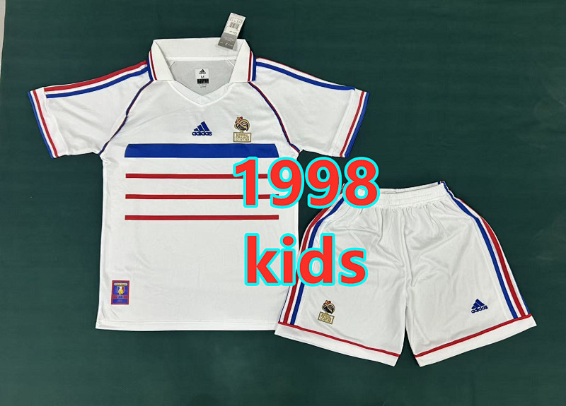 France Away Retro Kids Jersey+shorts Kit 16 -28