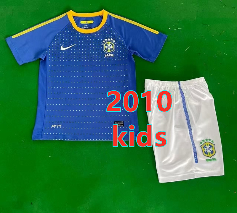 Brazil Away Retro Kids Jersey+shorts Kit 16 -28