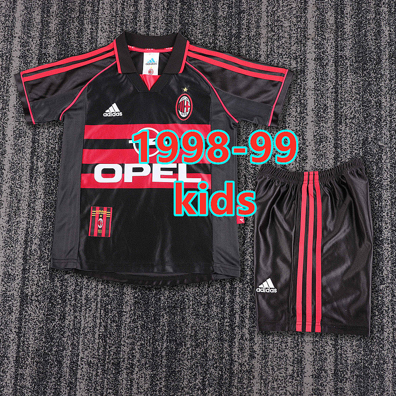 AC Milan Third Retro Kids Jersey+shorts Kit 16 -28 AC