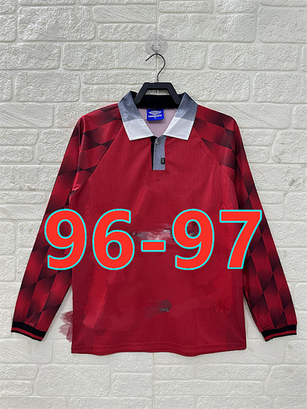 96-97 Manchester United Home Fans Retro Long Jersey S-2XL