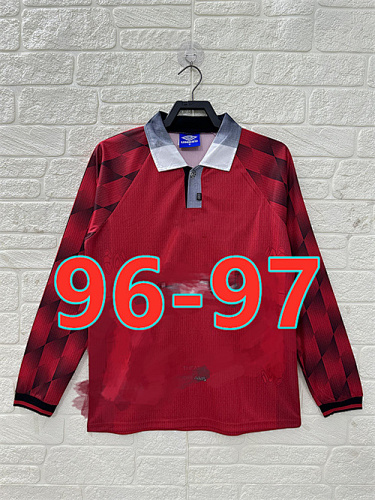 96-97 Manchester United Home Fans Retro Long Jersey S-2XL