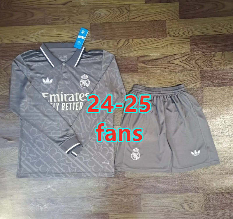 24-25 Real Madrid Third Fans Long Jersey+shorts S-2XL