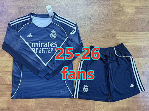 Fifa 25-26 Real Madrid Away Fans Long Jersey+shorts Kit S-2XL