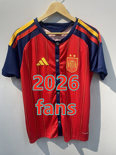 Spain Home Fans 2 Stars Baseball Jersey S-4XL 2
