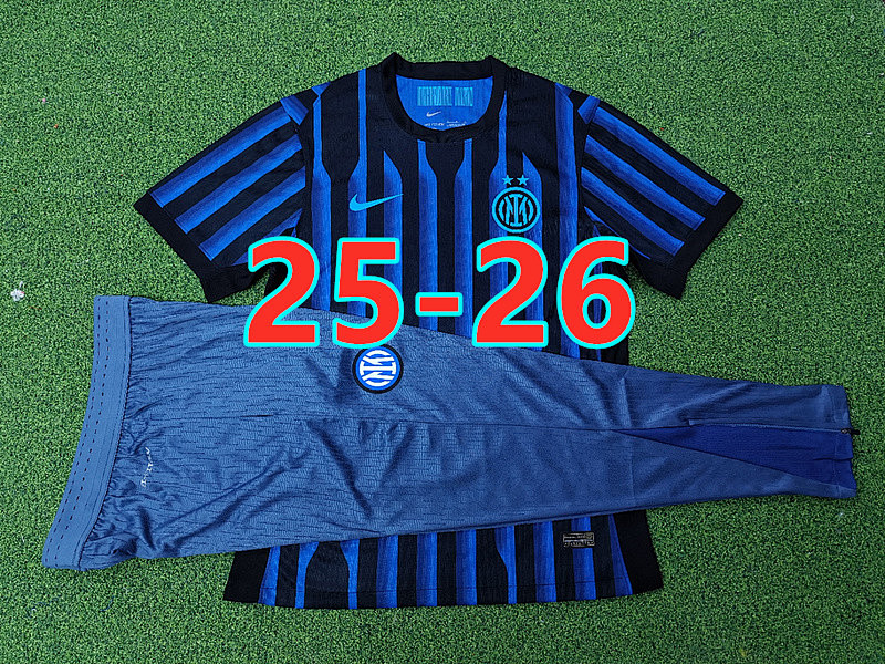25-26 Inter Milan Home Short Sleeve+pants Kit Without Sponsor S-2XL
