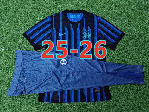 25-26 Inter Milan Home Short Sleeve+pants Kit Without Sponsor S-2XL