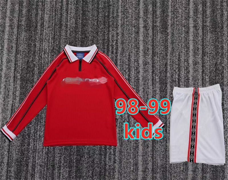 98-99 Manchester United Home Retro Kids Long+shorts Kit 16 -28