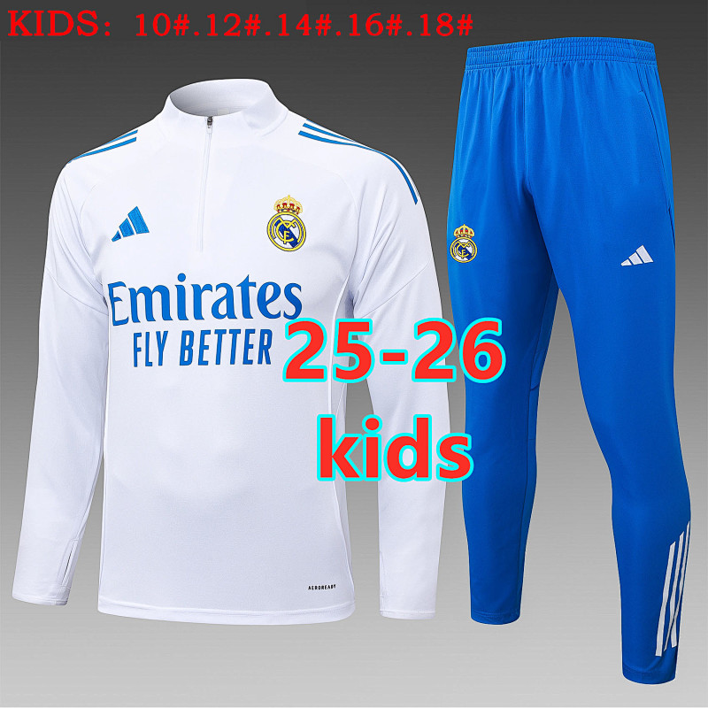 25-26 Real Madrid Kids Long Sleeve Tracksuit 10 -18