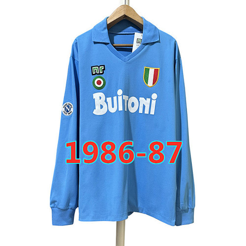 Napoli Retro TopThai Quality Long Sleeve Home Jersey S-2XL