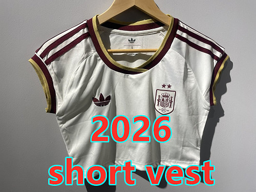 Spain Away Women With 2 Stars Short Vest S-2XL 2