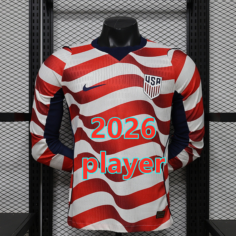 United States Home Player Long Sleeve Jersey S-2XL