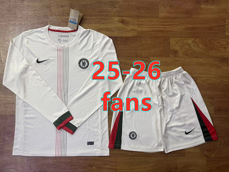 25-26 Chelsea Away Fans Long Jersey+shorts Kit S-2XL