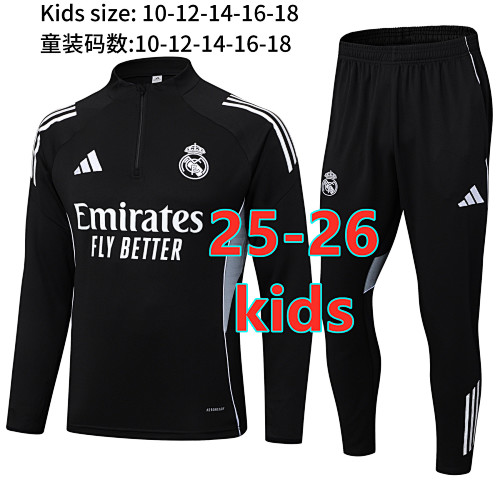 25-26 Real Madrid Kids Long Sleeve Tracksuit 10 -18
