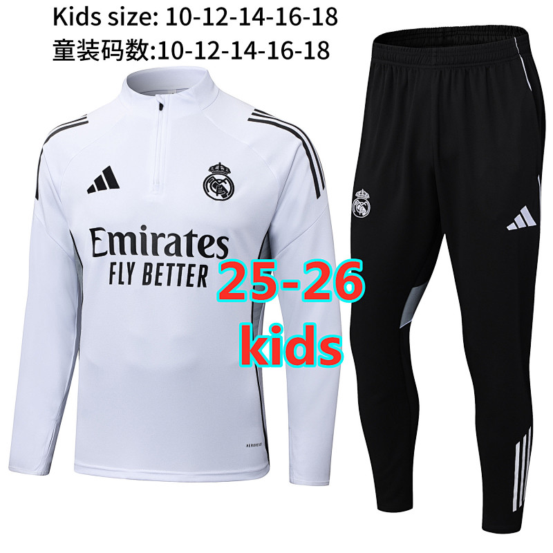 25-26 Real Madrid Kids Long Sleeve Tracksuit 10 -18