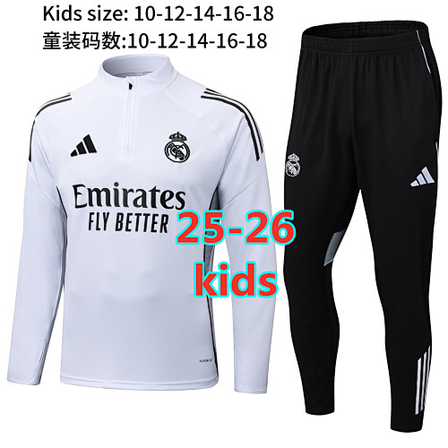 25-26 Real Madrid Kids Long Sleeve Tracksuit 10 -18