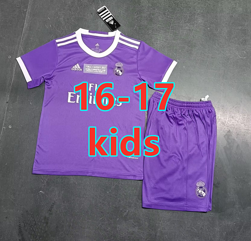 AA 16-17 Real Madrid Away Retro Kids Jersey+shorts Kit 16 -28