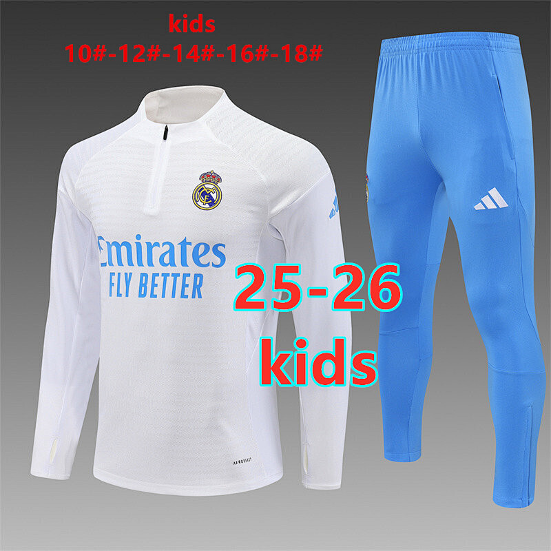 25-26 Real Madrid Kids Player Long Sleeve Tracksuit 10 -18