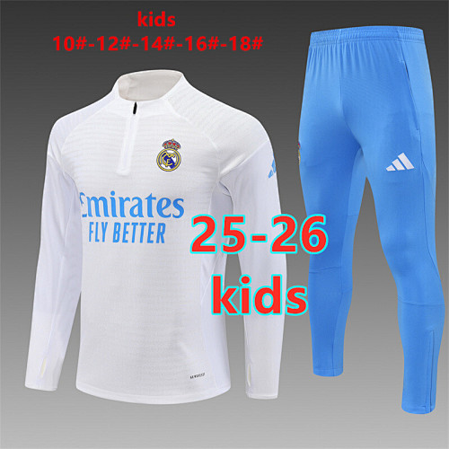25-26 Real Madrid Kids Player Long Sleeve Tracksuit 10 -18
