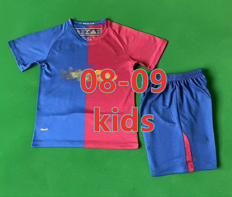 08-09 Barcelona Home Retro Kids Jersey+shorts Kit 16 -28