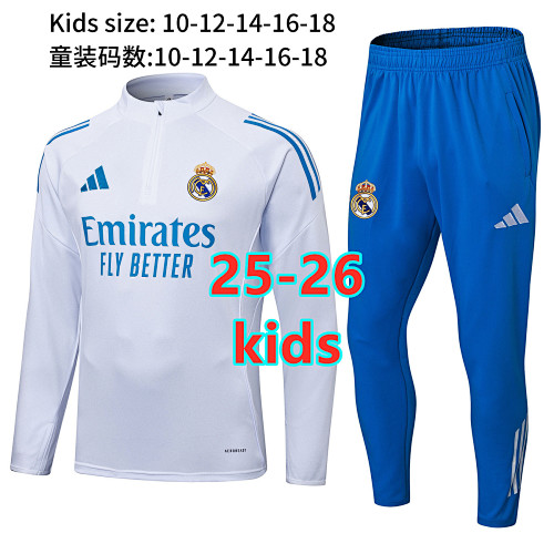 25-26 Real Madrid Kids Long Sleeve Tracksuit 10 -18
